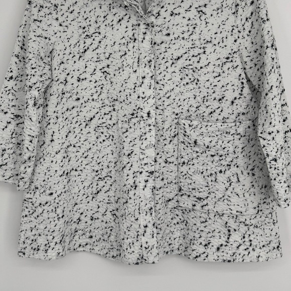 COS Textured Cotton Shirt‎ Size 2 White Black Speckled Button Front Minimalist - Picture 4 of 10